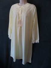 NWT 50's 60's Vtg Mamary Exotrique Yellow Fleece White Lace Pintuck Nightgown M