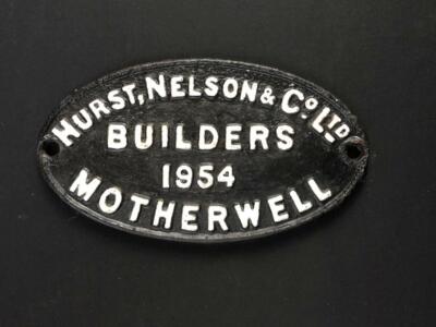 HURST NELSON CO LTD MOTHERWELL 1954 GUSSWAGEN EISENBAHN ZUG D-SCHILD PLAKETTE SCHILD