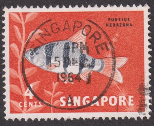 SINGAPUR 1962 Fish-Barbus pentazona hexazonaGood usado ""SINGAPUR"" CDS (P116) - Imagen 1 de 1