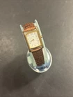 O24 Vintage New Timex Tank Watch Ladies Brown Leather Band Unique Style Untested