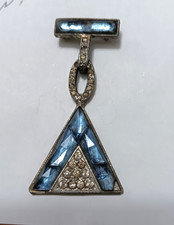 Vintage Art Deco Brooch Blue Glass Rhinestones
