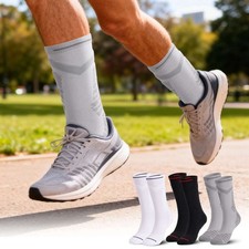 1/3 Pairs Mens Athletic Sports Work Crew Solid Socks Size US 6-10