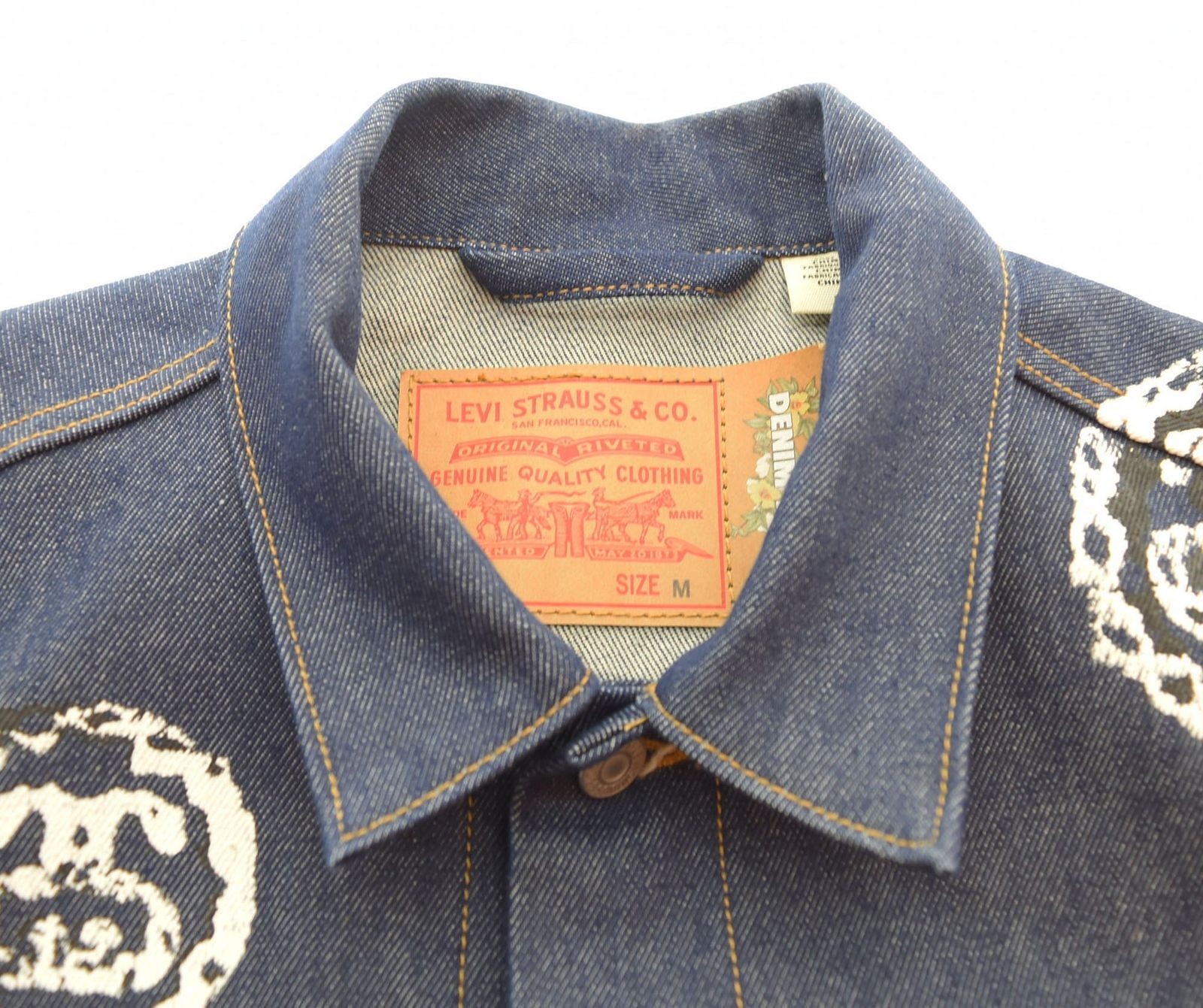 Stussy Levi's Denim Tears Paint Trucker Jacket Blue Mens M Used From Japan thumbnail 4