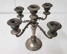 Vintage Silver Coloured White Metal 5 Arm Candelabra, Decorative Candle Holder