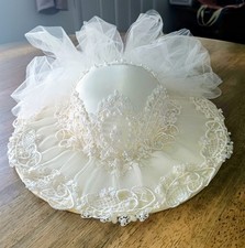 Vintage Bridal Wedding Womens Hat Lace Faux Pearls