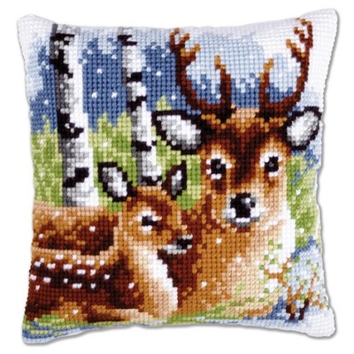 Kreuzstich Stickpackungen Kissen Stickerei Set Anfänger Vorgedruckt Rehe DIY ...
