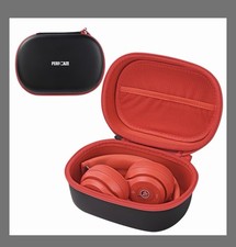 PERFCAZE Hard Shell Headphone Case Rigid Plastic Black/Red Zipper Travel