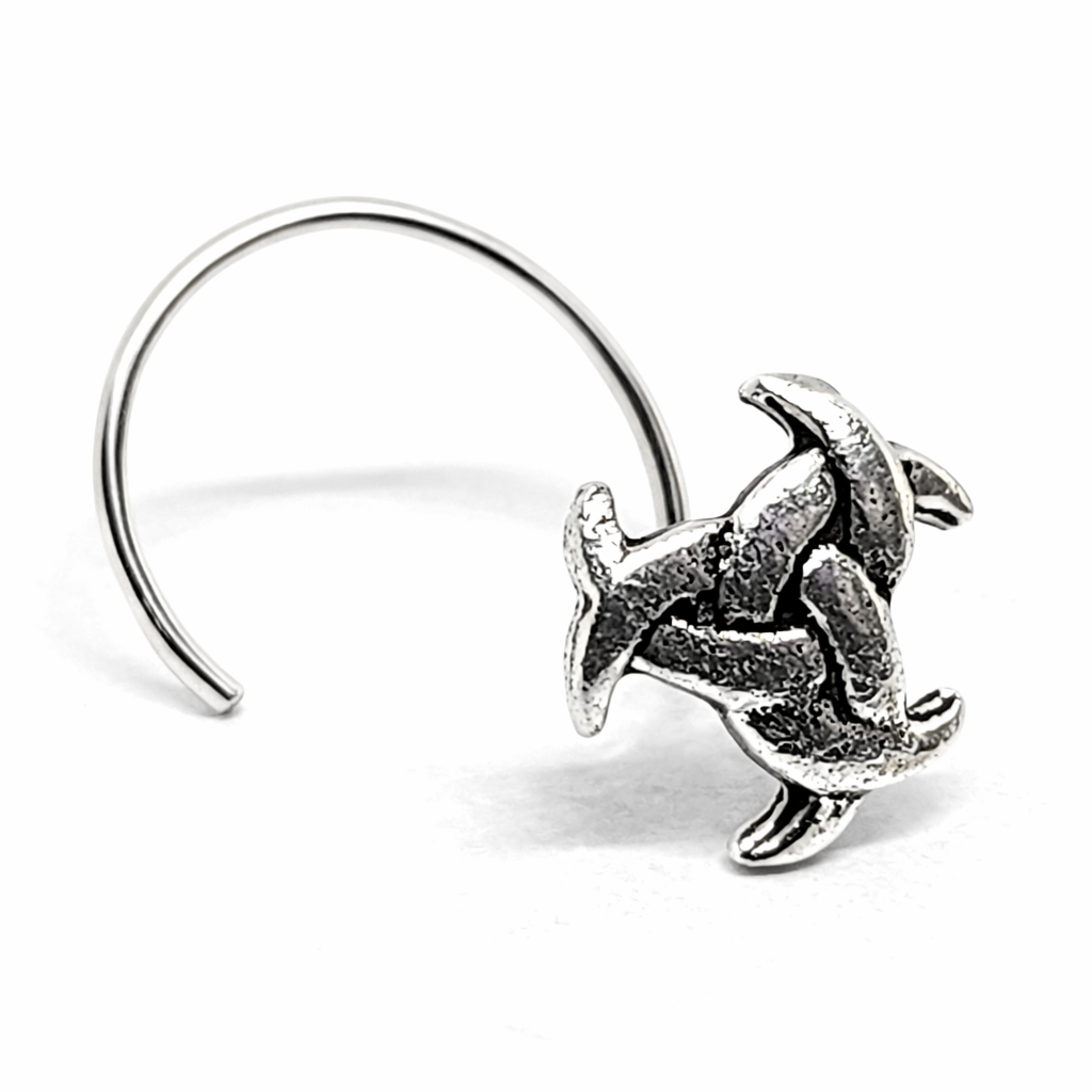 Nariz Stud Cuerno de Odín Triskele Curl 925 Plata Vikingo Cuerpo Piercing Joy...