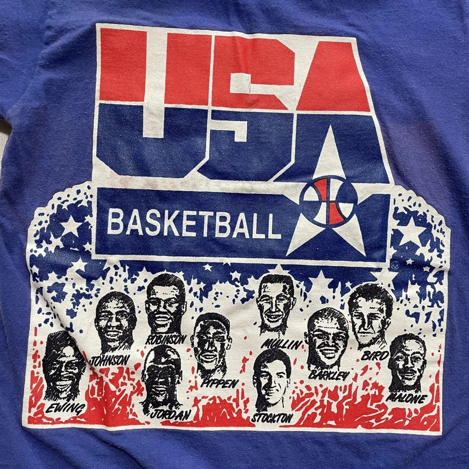 Винтажный американский баскетбольный комбинезон для ребенка ясельного возраста 24 месяца Blue Dream Team Jordan Bird 90-е - Изображение 2 из 4