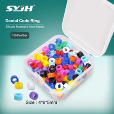 100 Pcs Dental Silicone Code Rings Instrument Autoclavable 135 C Assorted Color
