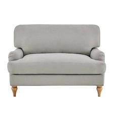 Dusk Hampshire Light Grey Linen Look Fabric & Oak 1.5 Seater Loveseat RRP £350+