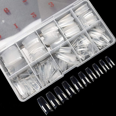 500PCS Clear False Nails Tips - Half Cover Lady French Style Acrylic Artificial 