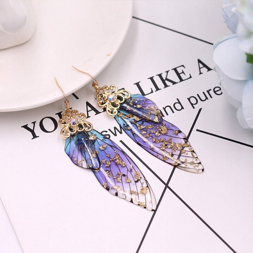 Earrings Crystal Rhinestone Drop Fashion Jewelry Ear Cicada Wings Fairy Tale - Picture 26 of 30