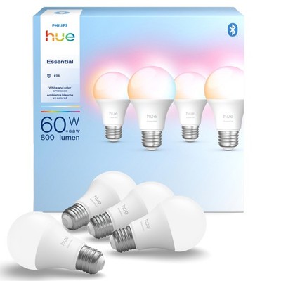 Philips Hue Essential Smart LED A19 Bulb, White and Color Ambiance, E26 Base,