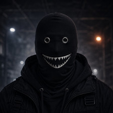 Shark Teeth Balaclava Mask Black Techwear Fac...