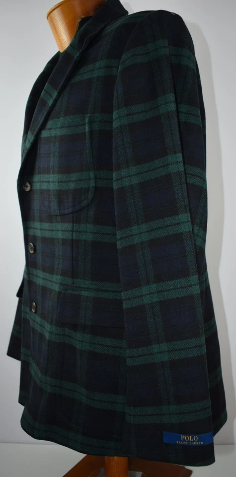 New Polo Ralph Lauren Size 46 R Green Navy Black Checks Modern Fit Blazer Jacket - Image 4 of 4