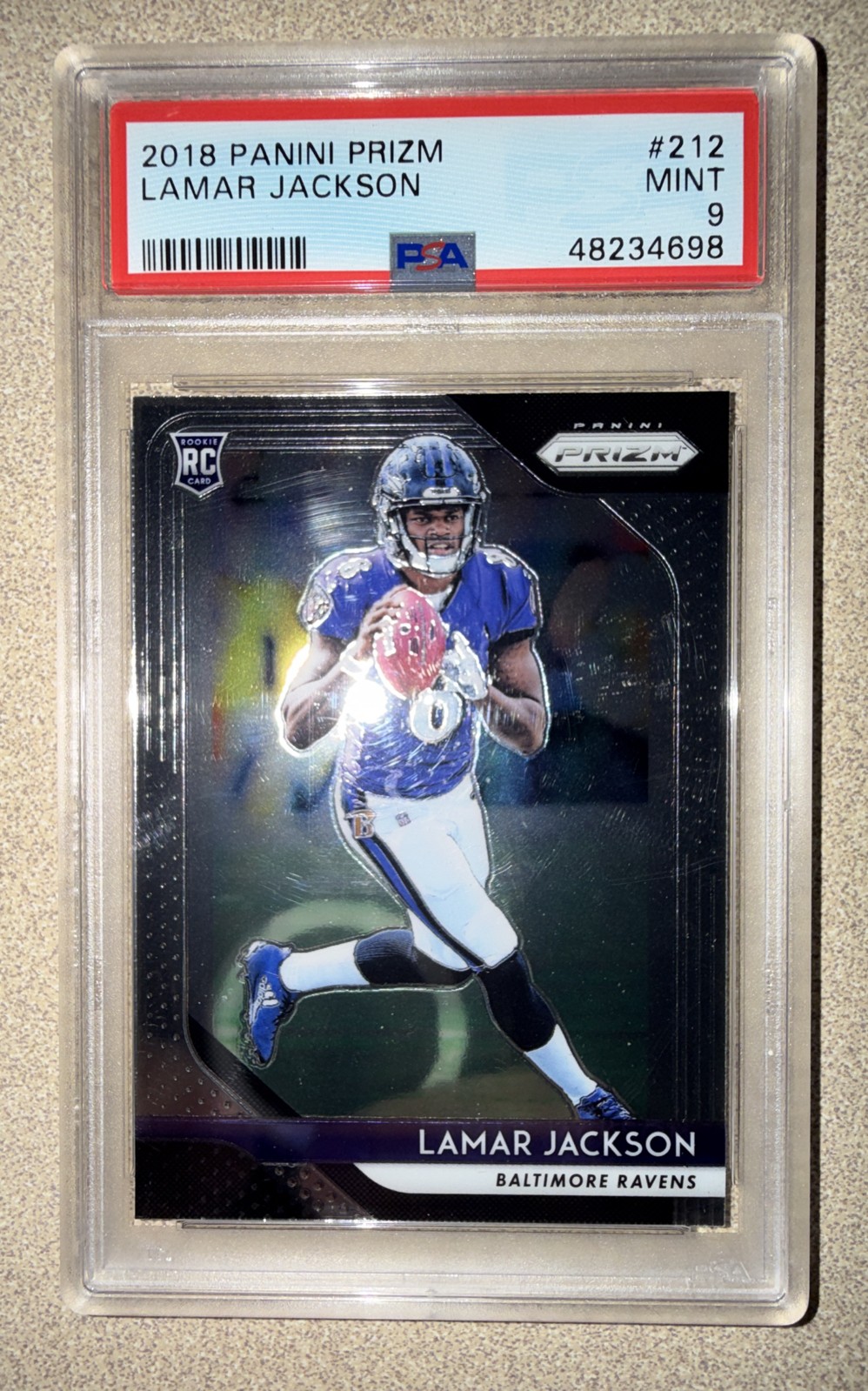 2018 Panini Prizm - Rookie Lamar Jackson #212 (RC) PSA 9