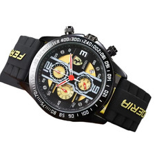 Men's Formula 1 Scuderia Ferrari 44mm Luxury Chronograph Red Silicone Watch NEW