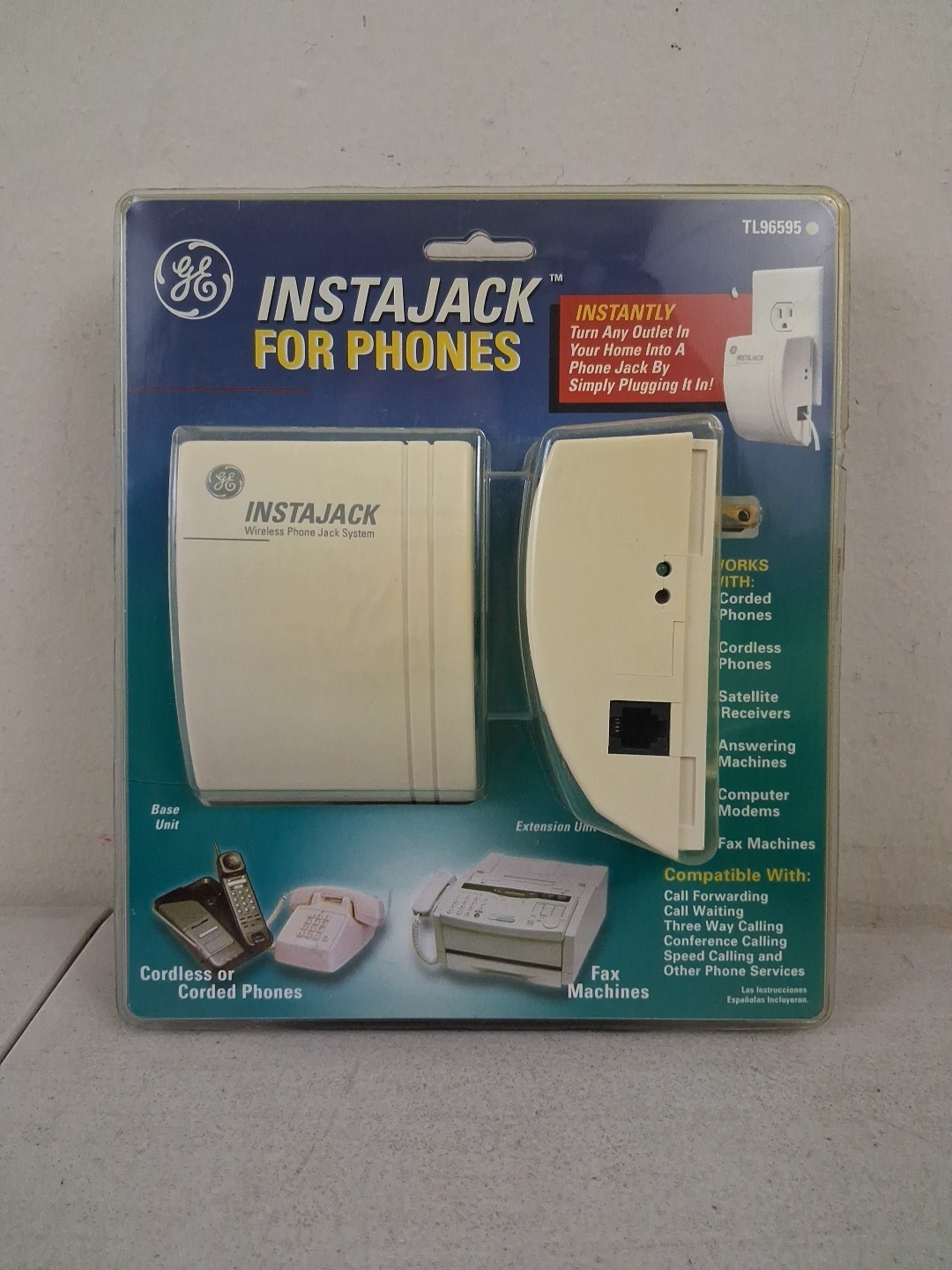 Base & Extension Ac Outlet Phone Jack Conversion Ge Tl96595