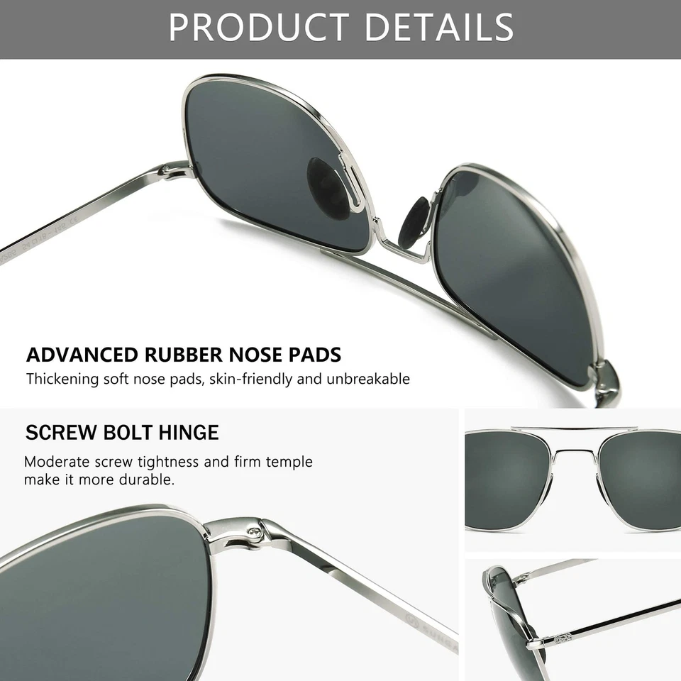 Military Occhiali da sole da uomo Polarized Pilot Style - Bayonet Temples Arg... - Imagen 3 de 4