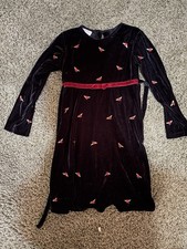 Blueberi Boulevard Girls' Size 6 Black Velvet Christmas Dress W Holly & Berries