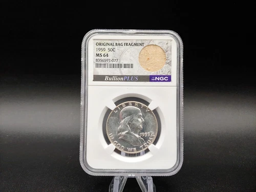 1959 Franklin Half Dollar NGC MS64 Original Bag Fragment Label - FREE Shipping