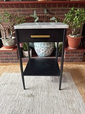West Elm Marble Top Metalwork Bedside Table Nightstand Drawer