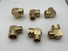 Lot Of 6 Garden Hose Swivel Elbow Connector 90 Degree Solid Brass