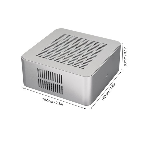Aluminum Chassis Small Desktop Computer Case PSU HTPC -ITX PC Case 2 USB 36638 - Bild 6 von 6