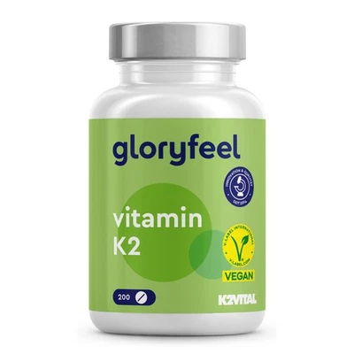 GLORYFEEL Vitamin K2 MK-7 - 200µg - 200 Tabletten - K2VITAL® von Kappa 99,7+% All-Trans