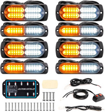 8 Pcs Amber-white Surface Mount Led Emergency Strobe Lights Bar Wcontroller 8 Pcs Amber-white Surface Mount Led Emergency Strobe Lights Bar Wcontroller