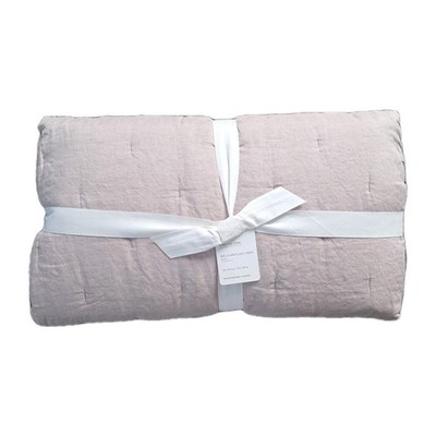 Pottery Barn Belgian Flax Linen Tufted Quilt King Cal King Smoky Quartz