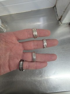 4 MEN Rings Size 9 10 3 Silver Very Nice Rings/wedding Bands