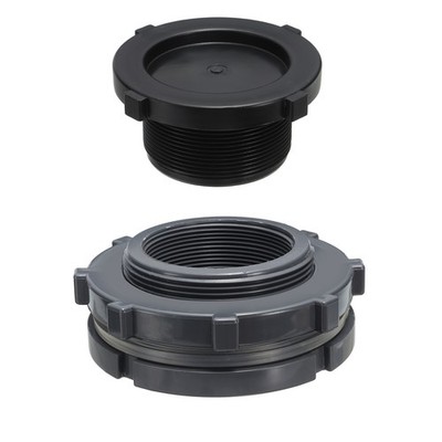PVC Bulkhead Fitting Plug G 2-1-2, Threaded Bulkhead Water Tank Connector, Grey