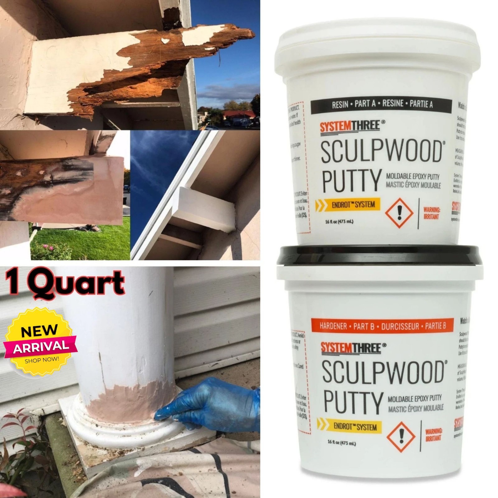 Moldable Epoxy Putty for Furniture Window Door Fix Siding Rotten Wood Repair NEW