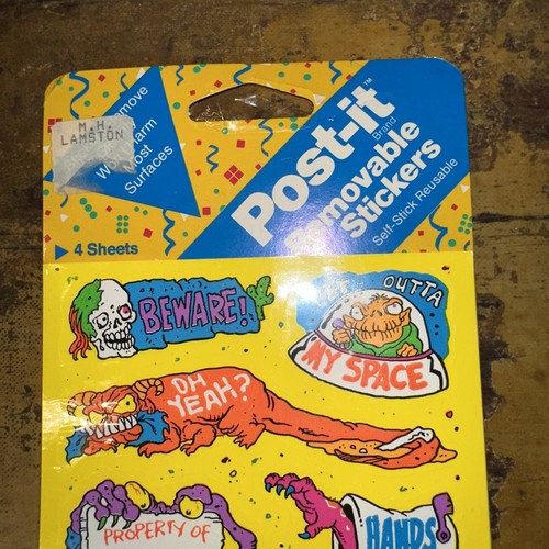 Post-it Vintage 1990 Removable Stickers 3M - locker stickers, beware, hands off - Picture 2 of 6