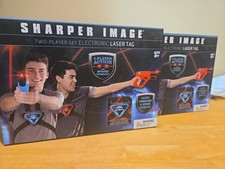 Lot Of 2 Sharper Image Two-Player Set Electronic Laser Tag Gun with Chest Plates