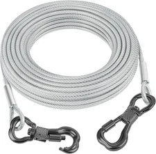 Tresbro 15FT Reflective Tie Out Cable for Dogs up to 250 Pounds, Steel Wire Lead