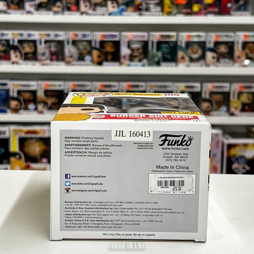 Funko Pop Animación Bob's Burgers Hamburguesa Traje Gene 105 Hot Topic Exclusivo Nuevo - Imagen 8 de 9