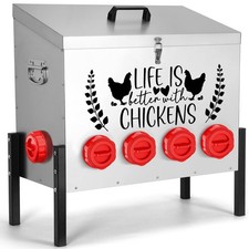 95 lb Chicken Feeder with 10 No-Waste Ports   Extra-Large Galvanized Metal Po...