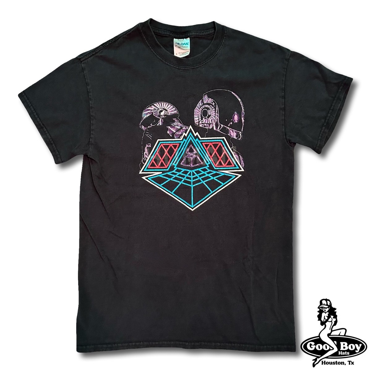 VINTAGE Daft Punk Alive 2007 Tour T-Shirt Black Gildan Ultra