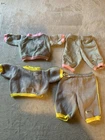 2 Vintage Cabbage Patch Kids CPK Clothes - Grey Yellow Pink Cat Sweatsuit