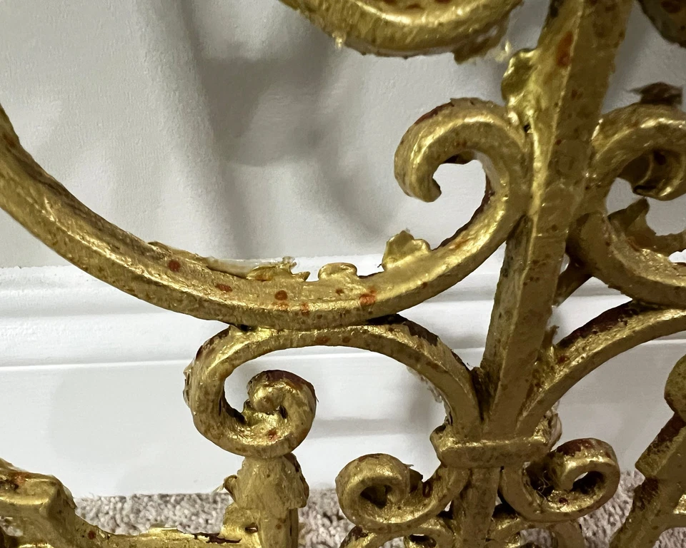 Antiguo panel de rejilla de ventana de hierro forjado fundido rococó Regency pared jardín Foto 3 de 4