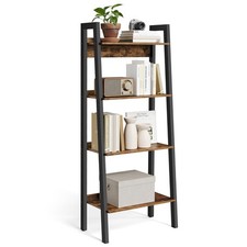 VASAGLE Ladder Shelf, 4-Tier (34D x 56W x137.5H cm), Rustic Brown + Black