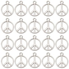 1 Box 100Pcs Peace Charms Bulk Peace Sign Charm Peace Logo Antique Silver Vintag
