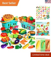 100 Pcs Play Food Set for Kids Kitchen, Pretend Food Toy for Toddlers Age 1-3...