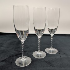 Cristal D'Arques Durand Angelique Champagne Flute Glass Twisted Stem Set of 3