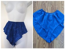 Vintage Victoria's Secret Satin blue Jacquard Panties Tap Pant shorts high rise