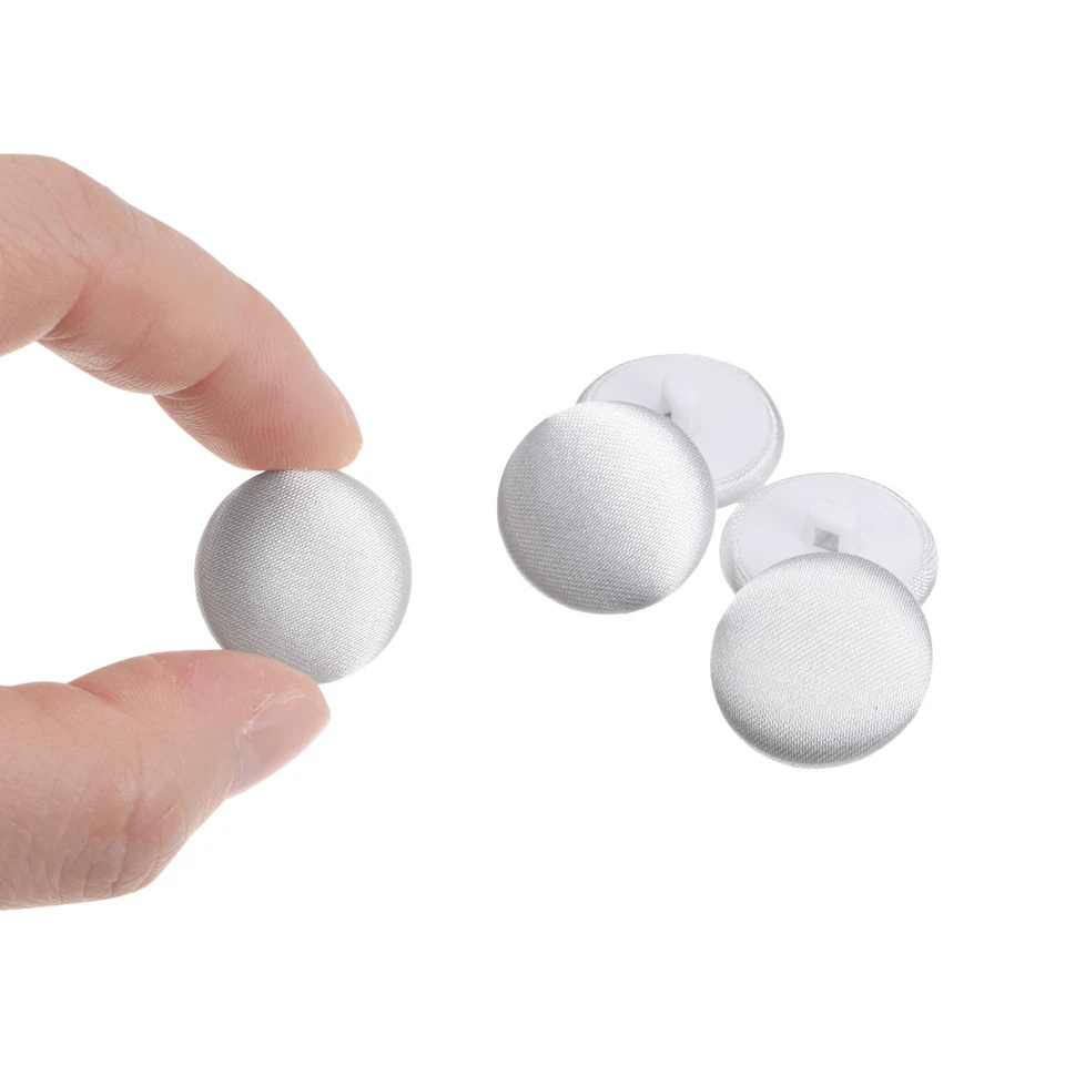 Botones de costura de plástico redondos de 20 mm cubiertos de tela 10 piezas, blancos Foto 4 de 4