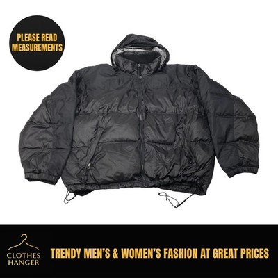 Foot Locker Puffer Coat Black Down Filled Mens Size XXL Stash Away Hood 7792